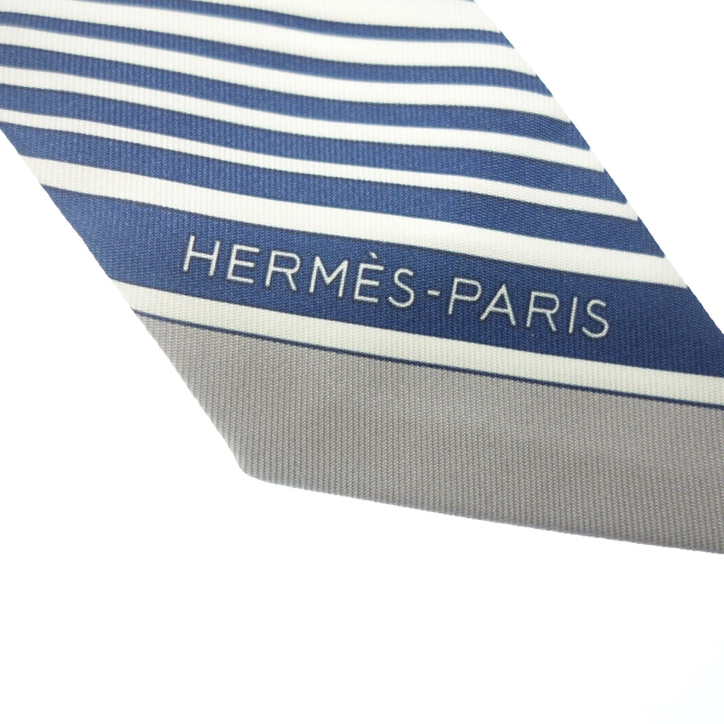 Used ◆Hermes Twilly Carriage Pattern Silk White Hermes [AFI4] 