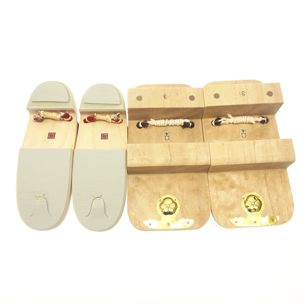 Extremely beautiful item◆Flower craft geta, cherry blossom leather, 2-pair set, brown [AFD2] 