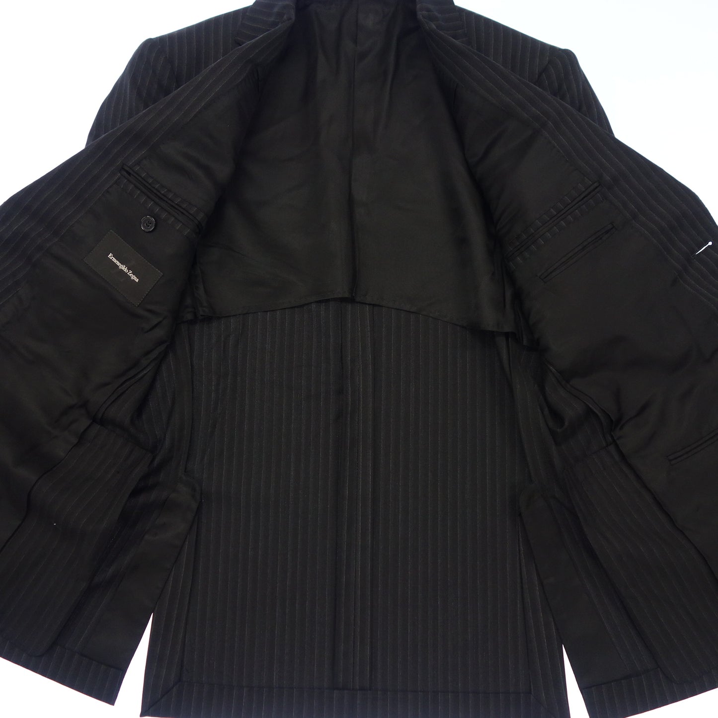 Good Condition ◆ Ermenegildo Zegna Suit Setup Tailored Single Stripe 2B Men's Black Size 44 Ermenegildo Zegna [AFB43] 