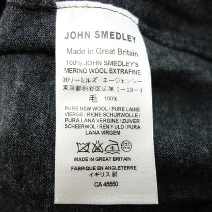 状况良好◆JOHN SMEDLEY 长袖上衣 100% 羊毛 尺寸 M 男士灰色 JOHN SMEDLEY [AFB12] 