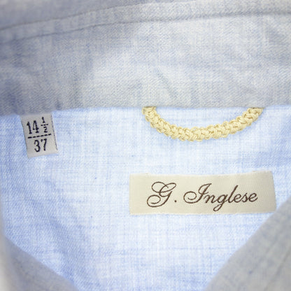 Good Condition◆The Inglese Capri Shirt Long Sleeve Cotton Light Blue Men's Size 37 G.Inglese [AFB4] 