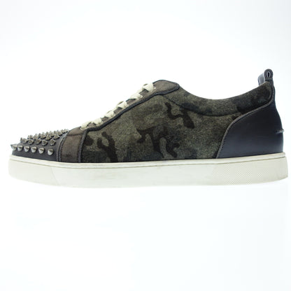 Good Condition◆Christian Louboutin Leather Sneakers Lace-up Camo Pattern Studs Men's 43.5 Gray Christian Louboutin [AFC4] 