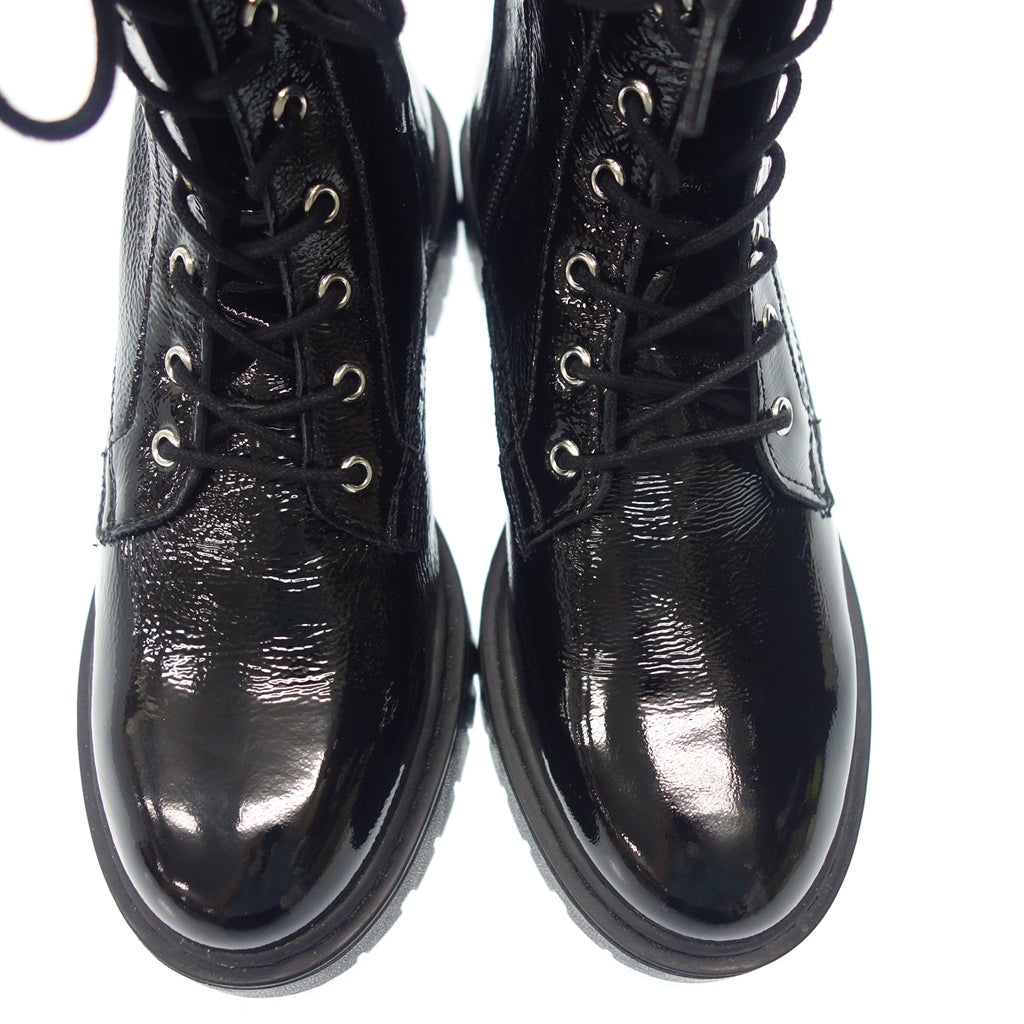 Very good condition ◆GEOX lace up boots enamel ladies black size 24cm D26QDD GEOX [AFD12] 