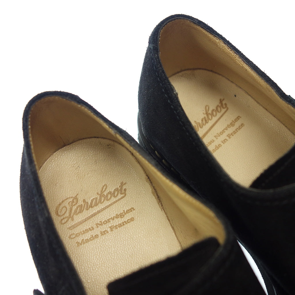 Good Condition ◆ Paraboots Leather Shoes William Double Monk WILLIAM Suede Men's Size 9 Black with Box PARABOOT [AFD8] 