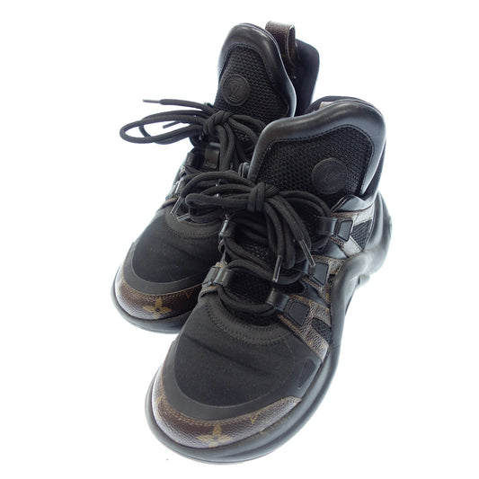 Used ◆Louis Vuitton Monogram Arclight Line Sneakers Women's Size 38 Black 1A43LH LOUIS VUITTON [AFD9] 