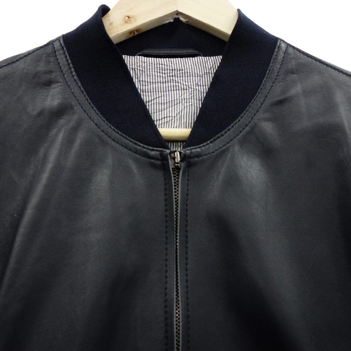 Giorgio Armani Leather Jacket Lamb Leather Zip Up Dark Blue Men's 48 GIORGIO ARMANI [AFG1] [Used] 