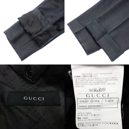 中古◆グッチ スーツセットアップ 2Bジャケット ウール×シルク グレー 244547 46 メンズ GUCCI【AFA7】