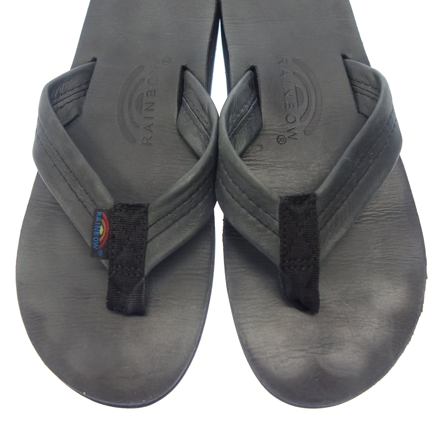 中古◆レインボー サンダル レザー メンズ ブラック RAINBOW SANDALS【AFC5】