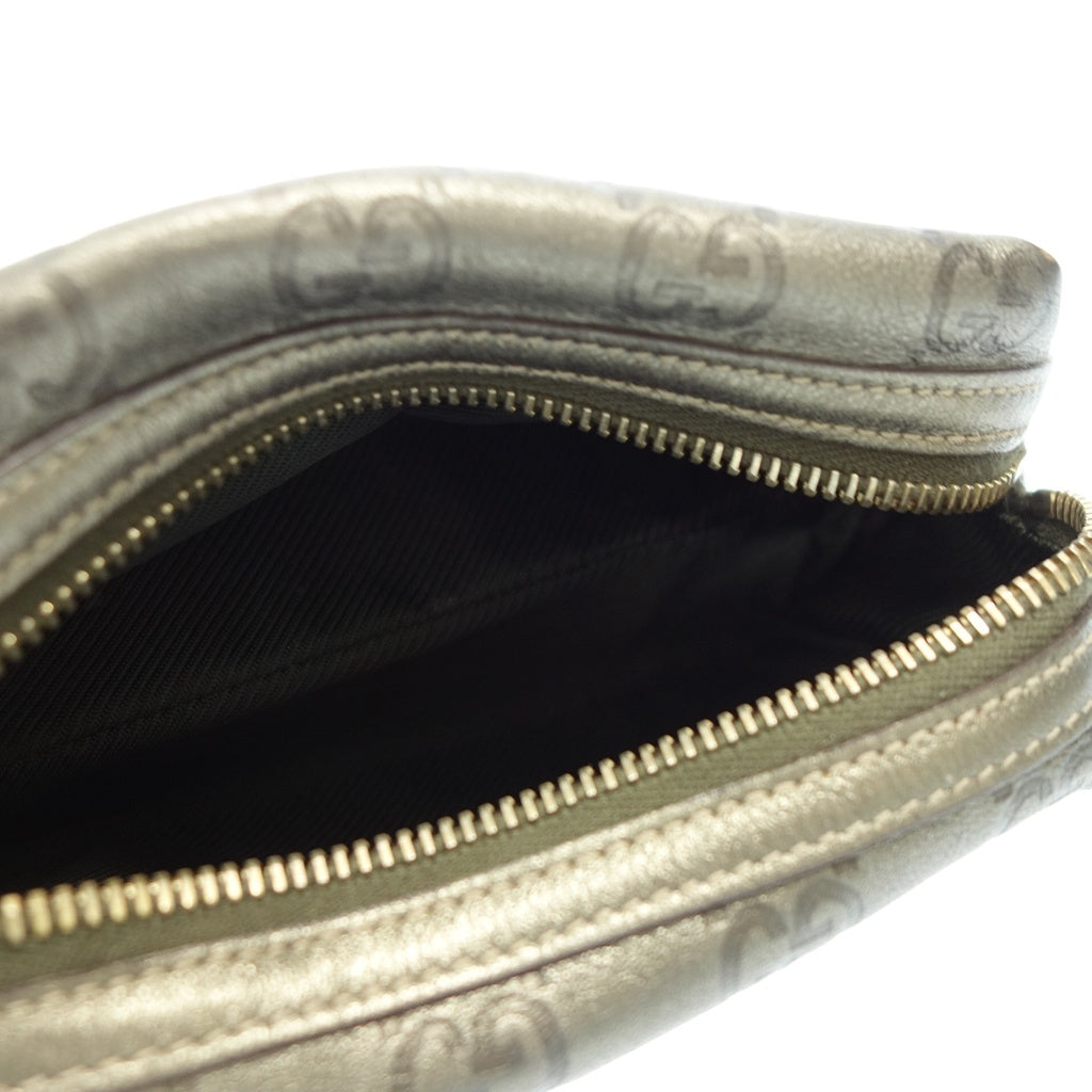 Good condition ◆ Gucci striped leather pouch gold GUCCI [AFE4] 