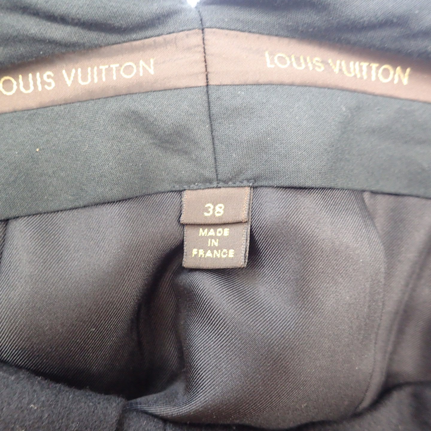 美品◆ルイヴィトン ウール ベルト スカート レディース 38 ブラック LOUIS VUITTON【AFB45】