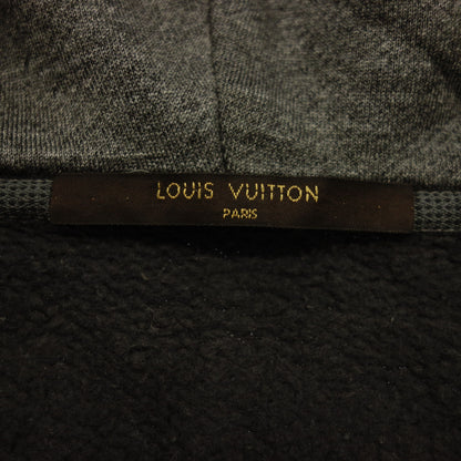 中古◆ルイヴィトン ジップアップパーカー シルバー金具 LVレザーパッチ グレー サイズM メンズ LOUIS VUITTON【AFB19】