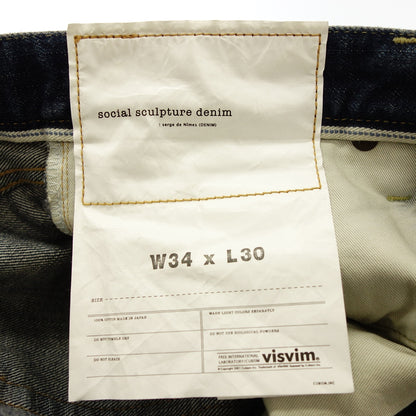 美品◆ヴィズヴィム デニムパンツ ボタンフライ SOCIAL SCULAPTURE 10 DAMAGED 17 メンズ ブルー サイズ34 VISVIM【AFB1】