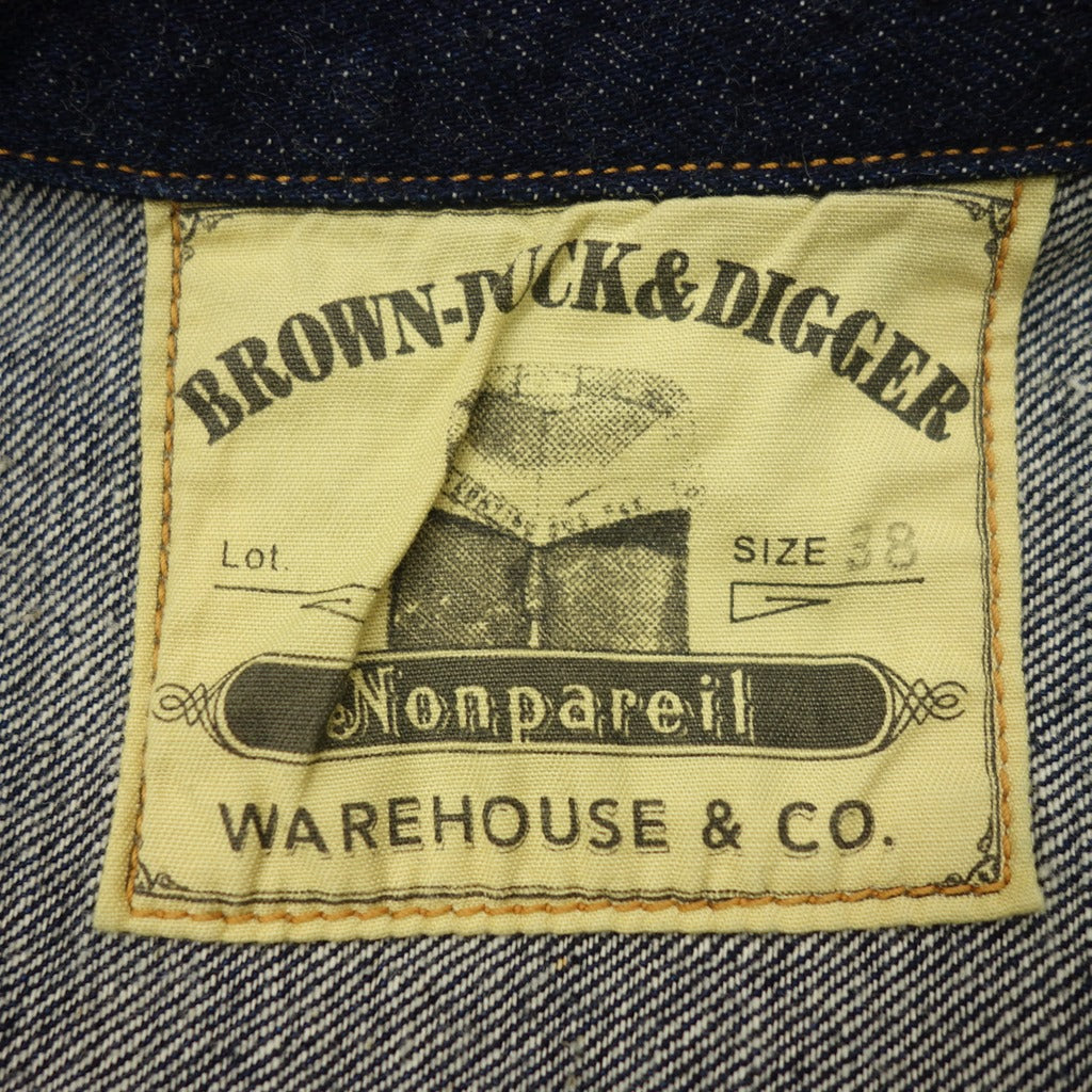 Good Condition◆Warehouse Denim Jacket Nonpareil Blouse Cotton Men's Indigo Size 38 WAREHOUSE &amp; CO. Nonpareil BROWSE [AFB37] 