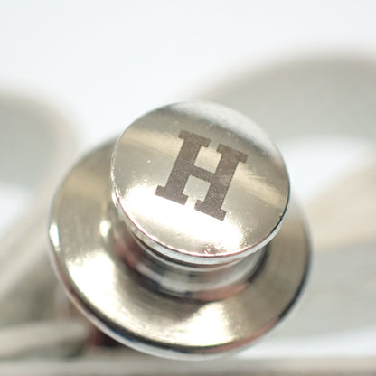 Good Condition◆Hermes Pin Badge Brooch Leather Leaf Motif Silver x White HERMES [AFI12] 