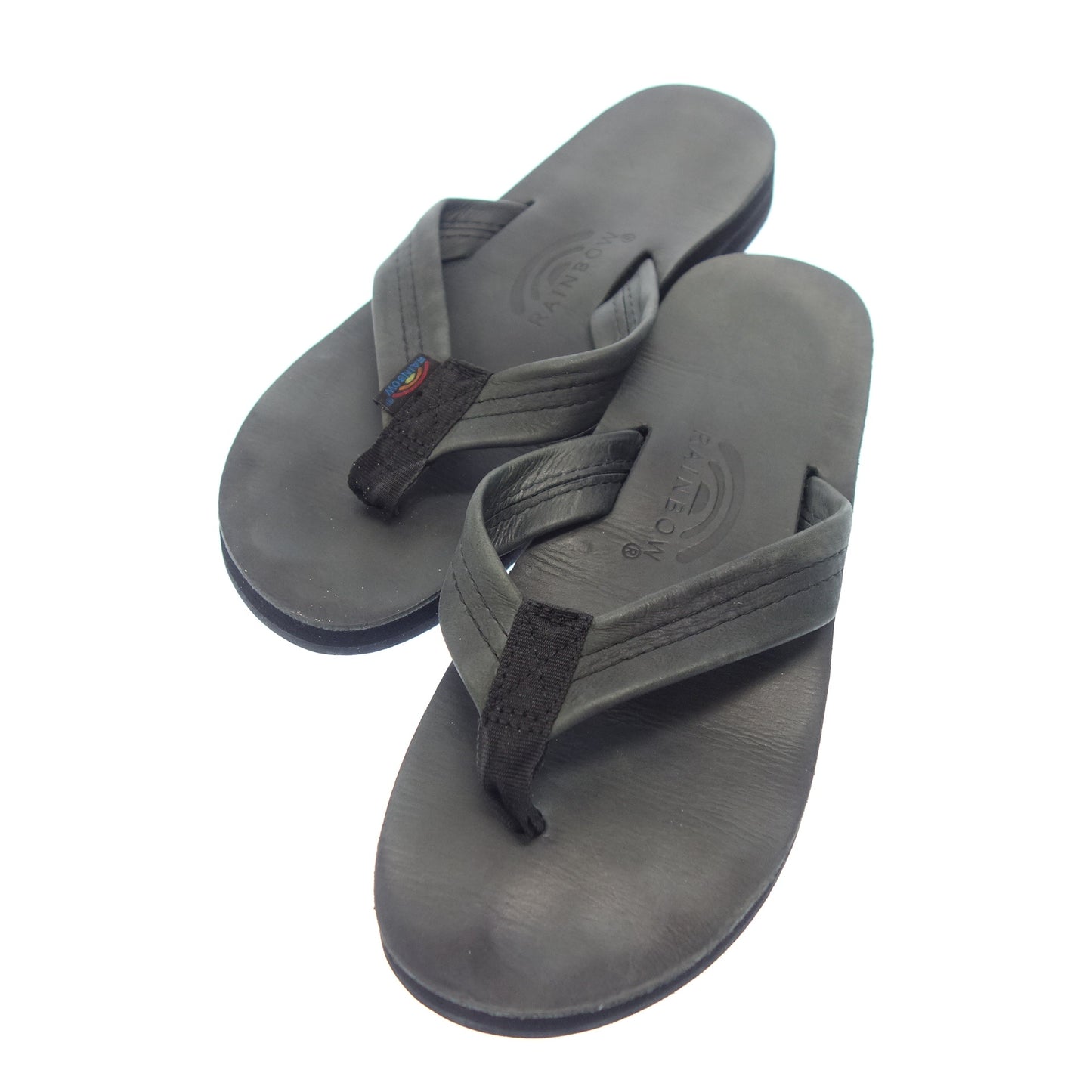 Used ◆Rainbow Sandals Leather Men's Black RAINBOW SANDALS [AFC5] 