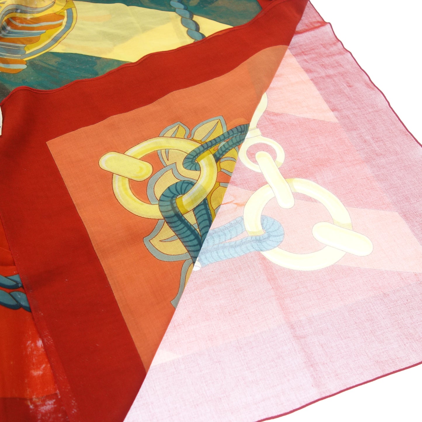 Hermes Large Stole Shawl Scarf Cotton Red HERMES [AFI20] [Used] 