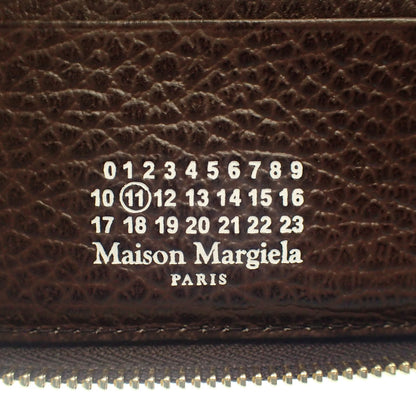 状况非常好 ◆ Maison Margiela 双折钱包 圆形拉链 4 缝线皮革 S56UI0111 棕色 带盒子 Maison Margiela [AFI18] 