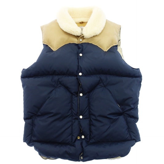 新品同様◆ロッキーマウンテンフェザーベッド ダウンベスト クリスティ サイズ38 茶×紺 メンズ Rocky Mountain Featherbed CHRISTY VEST【AFA10】