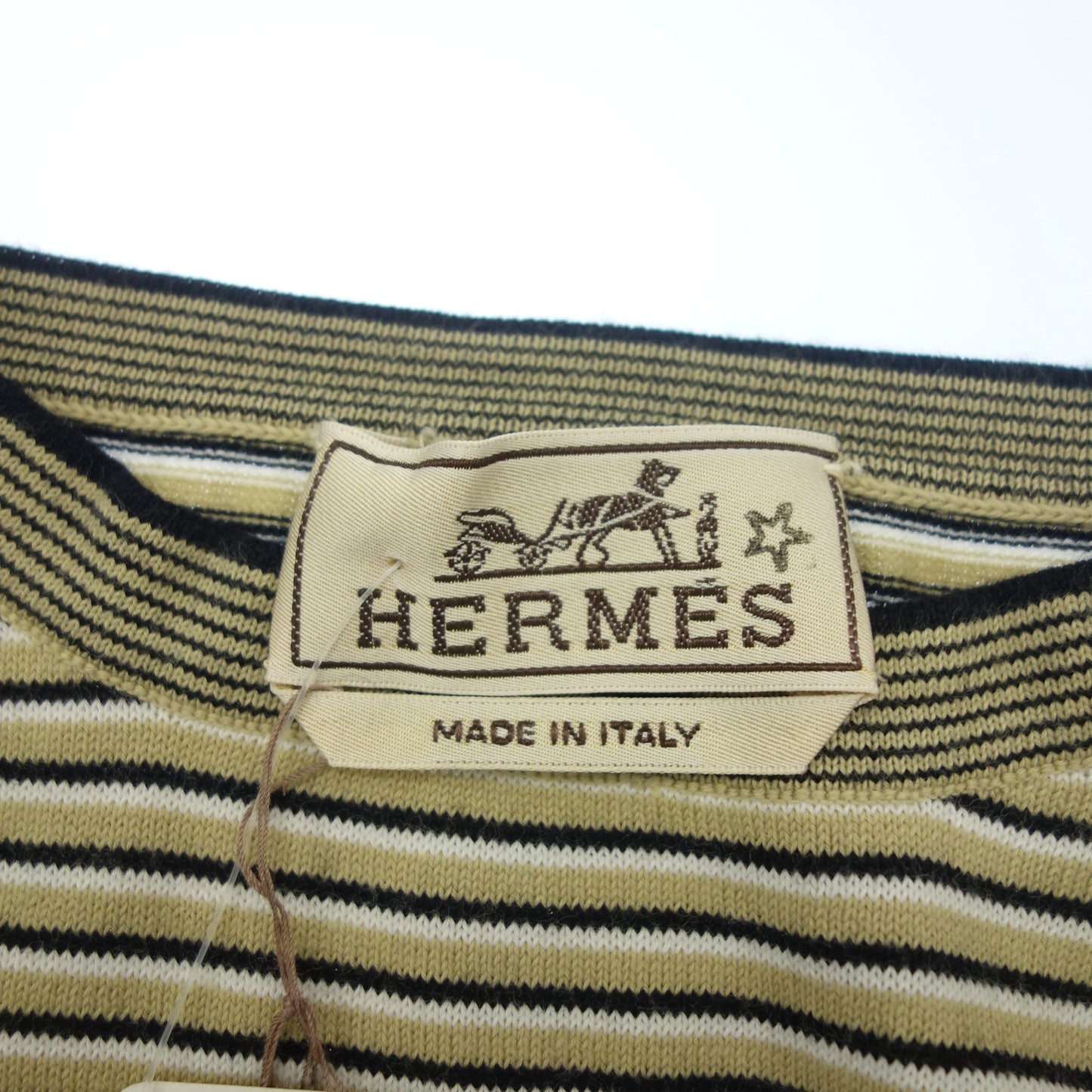 Hermes Knit Sweater Summer Knit Border Men's L Brown HERMES [AFB12] [Used] 