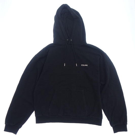 Good condition ◆ Celine pullover hoodie chest logo ladies size XXL black CELINE [AFB3] 