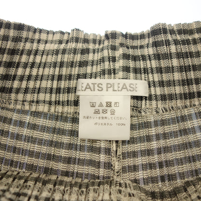 状况良好 ◆ Pleats Please Issey Miyake Easy 裤子 PP81-JF594 格纹女式 4 白色 x 黑色 PLEATS PLEASE ISSEY MIYAKE [AFB34] 