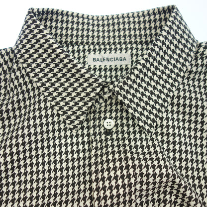 Very good condition ◆ Balenciaga long sleeve shirt houndstooth chest logo white size 34 583895 Women's BALENCIAGA [AFB13] 