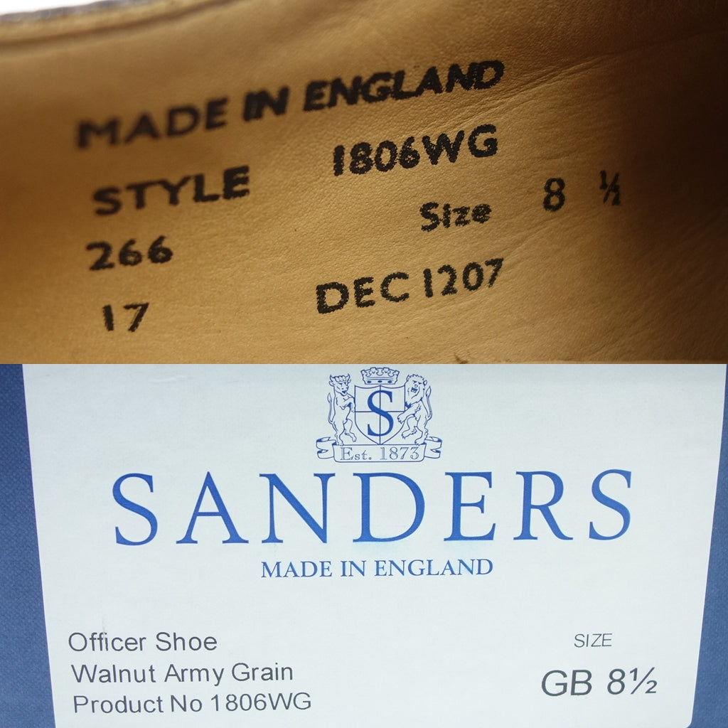 未使用◆サンダース レザーシューズ プレーントゥ 1806WG グレインレザー メンズ UK8.5 茶 箱付き SANDERS【AFC10】