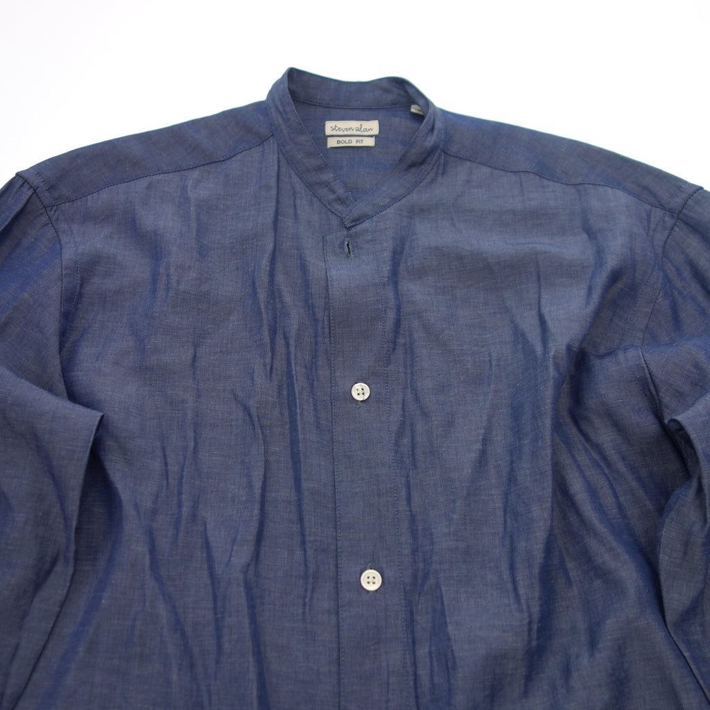 Good condition ◆ Stephen Alan shirt band collar men's S navy STEAVEN ALAN [AFB9] 