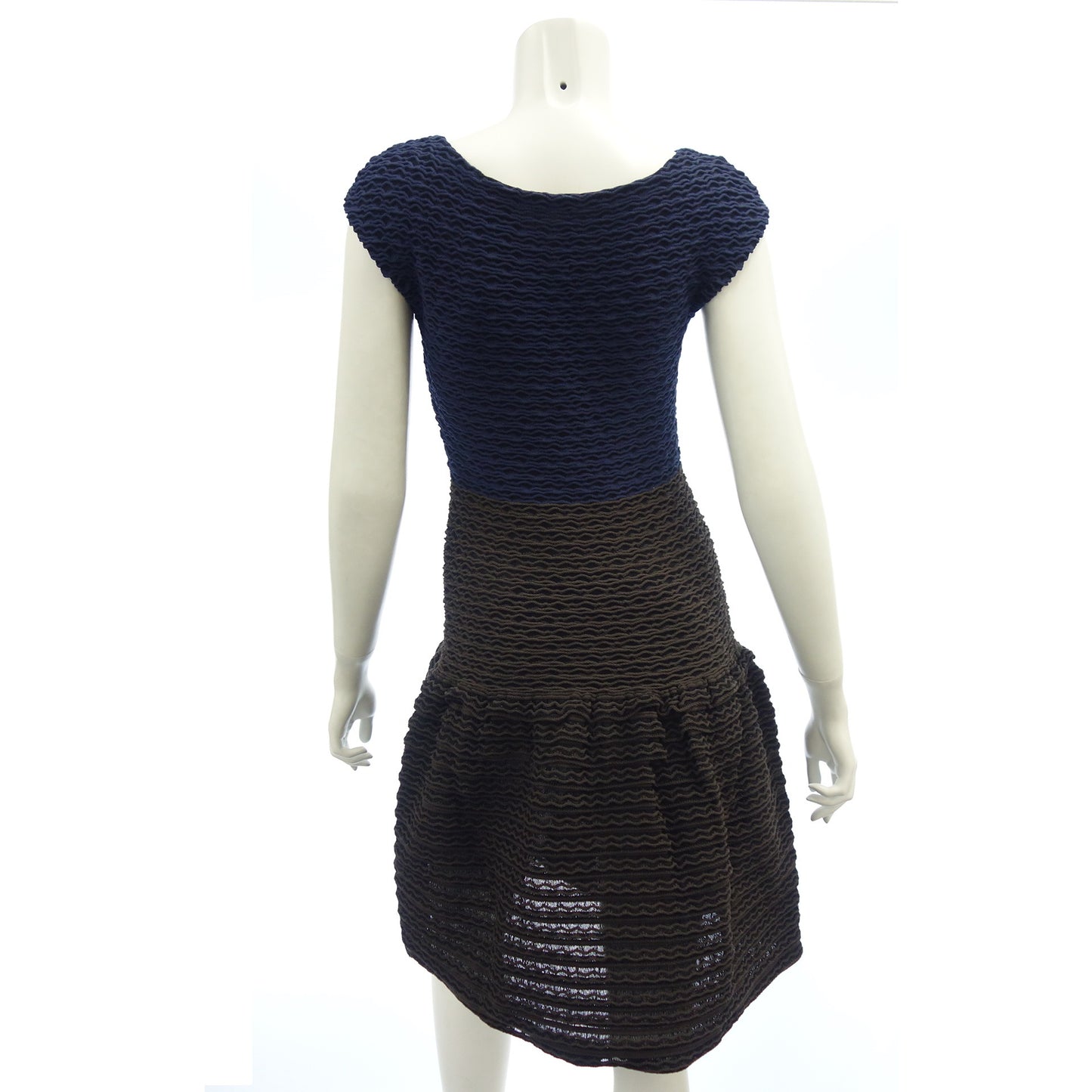 Good Condition◆Louis Vuitton Knit Dress Polyester x Nylon Bicolor RW131A Women's Navy x Brown Size M LOUIS VUITTON [AFB15] 