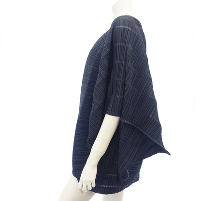 極美品◆プリーツプリーズ 3Dトップス カットソー レディース ネイビー系 サイズ3 PP53-JT505 PLEATS PLEASE【AFB25】