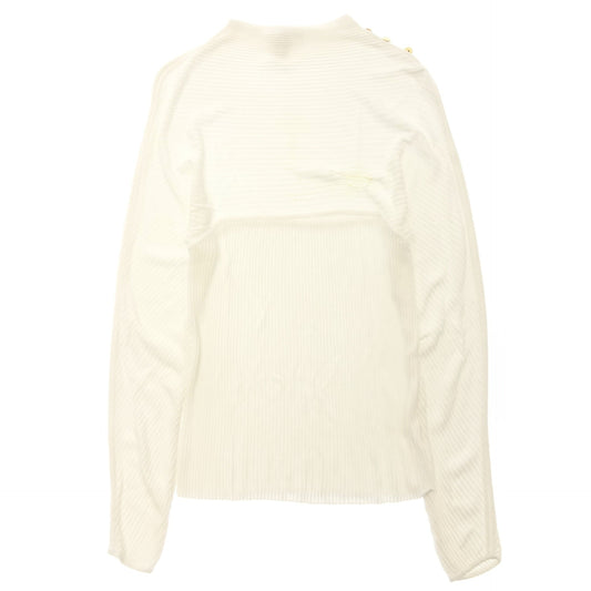 Hermes Rib Knit Sweater Serie Button Women's M White HERMES [AFB22] [Used] 