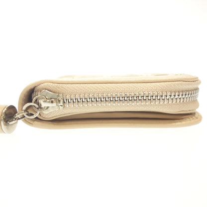 Used ◆Salvatore Ferragamo wallet tassel round zipper pink beige leather Salvatore Ferragamo [AFI8] 