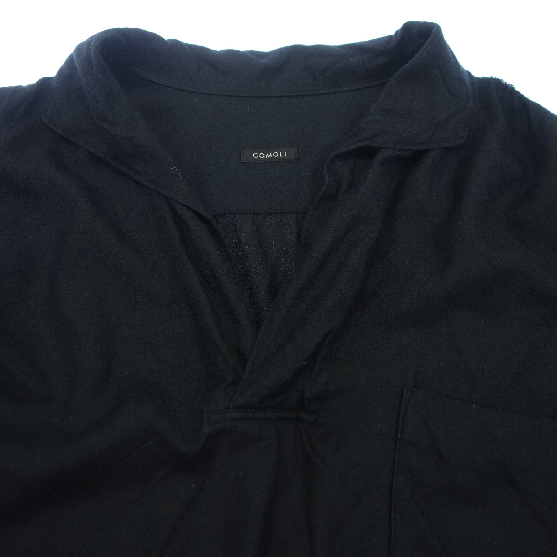 トップス COMOLI SILK FLANNEL SKIPPER SHIRT size 3 COMOLI Silk Flannel Skipper Shirt NAVY | CASANOVA&CO