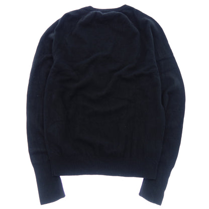 Very good condition◆Hermes knit sweater wool leather patch size S men's black HERMES [AFB36] 