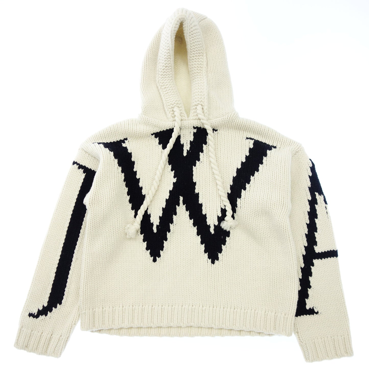 ジェイダブリューアンダーソン ニットパーカー JW intarsia-knit hoodie メンズ ホワイト M JW ANDERSON【AFB1】【中古】