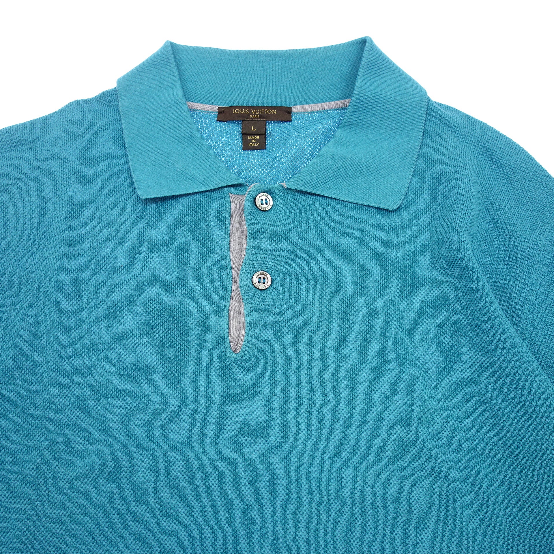 Louis Vuitton knit polo shirt logo embroidery men's blue L