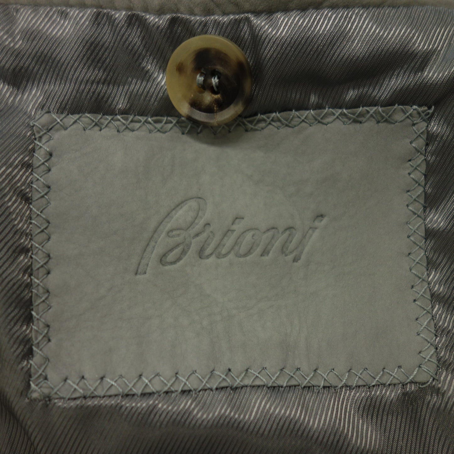 Good Condition ◆ Brioni Leather Blouson Zip Up Check Suede Size 54 Men's Gray Brioni [AFB43] 