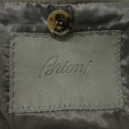 Good Condition ◆ Brioni Leather Blouson Zip Up Check Suede Size 54 Men's Gray Brioni [AFB43] 