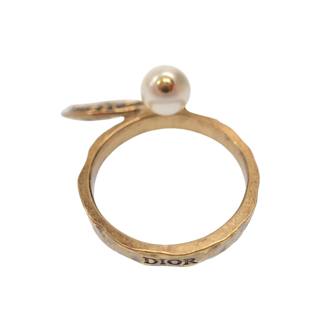 状况良好 ◆ Dior 戒指 Griffon 带珍珠 金色 L 号约 12 DIOR [AFI12] 