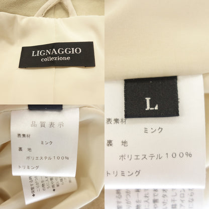 Good condition ◆ Lignaggio no collar jacket mink beige ladies size L LIGNAGGIO collezione [AFF19] 