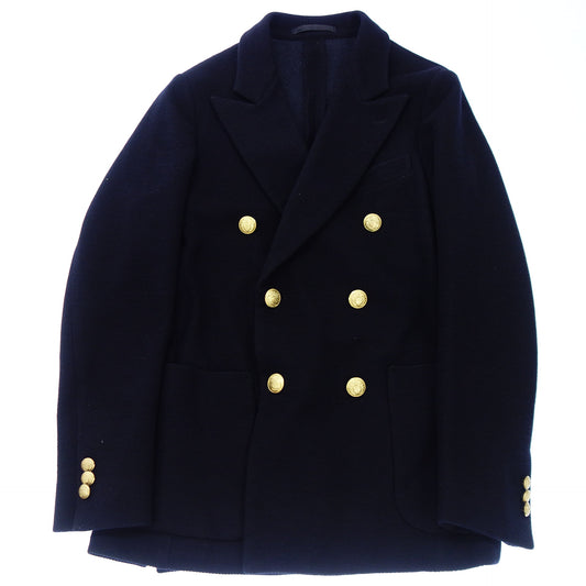 Good Condition◆Tomorrowland Pilgrim Double Breasted Jersey Jacket Navy Gold Button Wool Cotton Size 44 Men's Navy TOMORROWLAND PILGRIM [AFB20] 