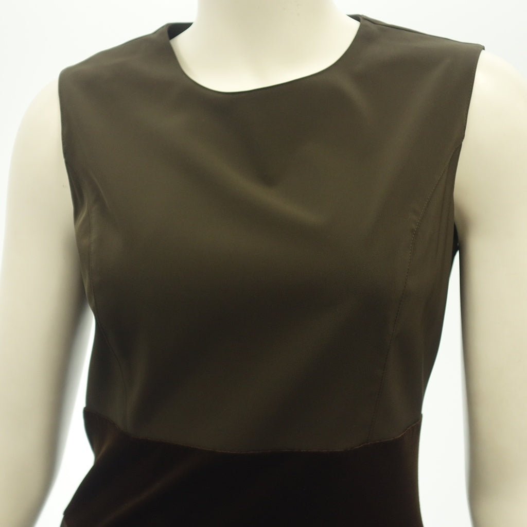 Good condition ◆ FOXEY NEW YORK Sleeveless dress 18443 Velor switching Ladies Brown Size 38 FOXEY NEW YORK [AFB6] 