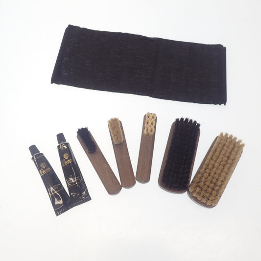 Used ◆ Gucci Shoe Care Products Cream Puff Brown Black Leather Brush GUCCI [AFB55] 