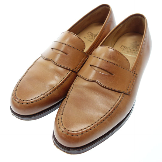 Good Condition◆Crockett &amp; Jones Coin Loafer Leather BOSTON Men's 7E Brown CROCKETT&amp;JONES [AFC50] 