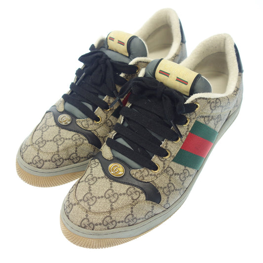 Good condition ◆ Gucci sneakers screener leather men's brown size 9 GUCCI [AFD1] 