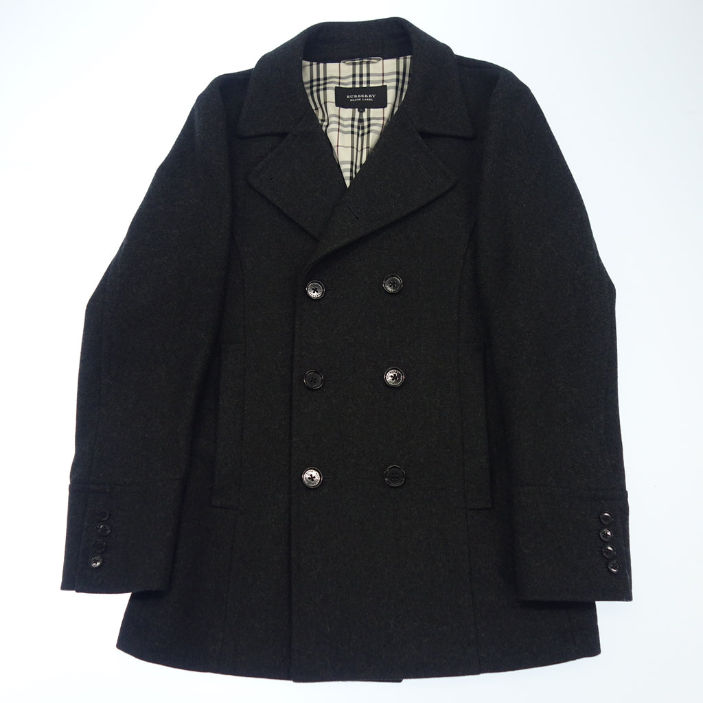 中古◆バーバリー ブラックレーベル ナポレオンコート 羊毛 グレー系 BURBERRY BLACK LABEL【AFB41】