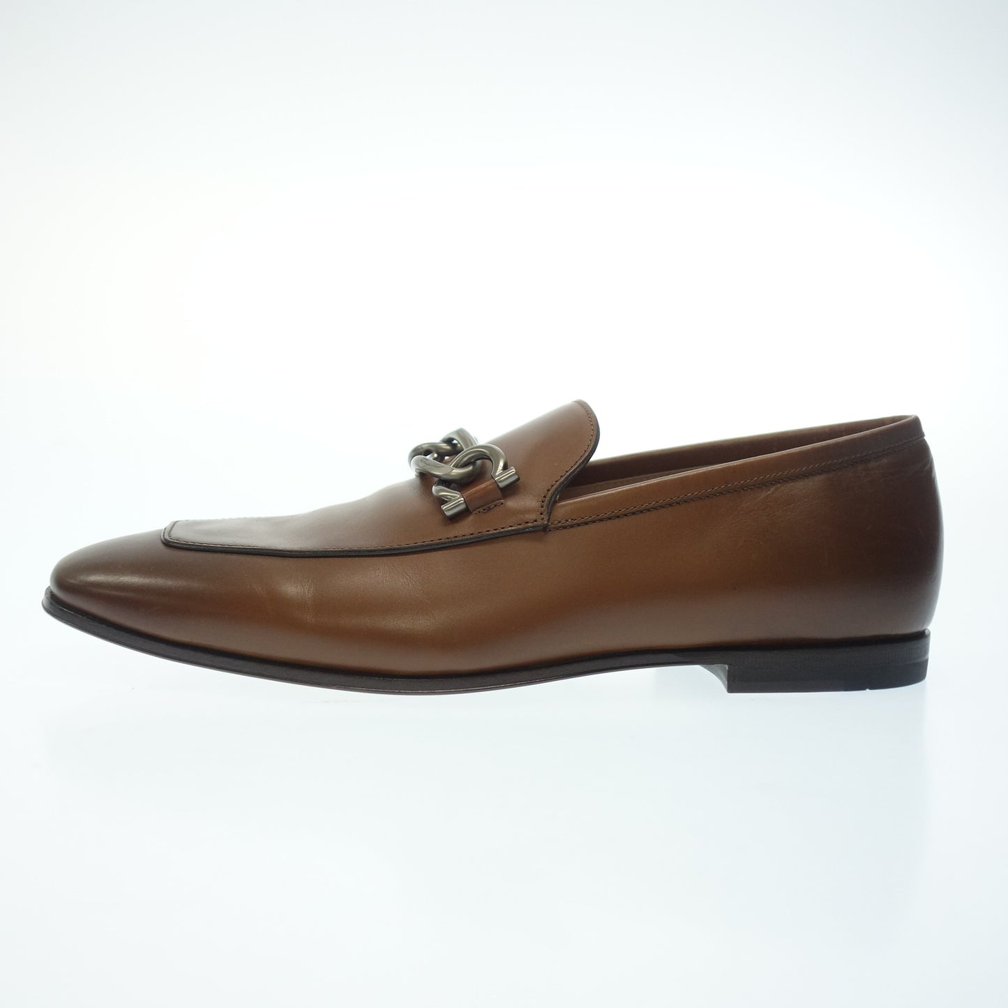 Very good condition ◆Salvatore Ferragamo Leather Loafer Gancini Silver Hardware Men's 7 Brown Salvatore Ferragamo [AFD6] 