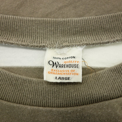 ウエアハウス Tシャツ 半袖 ボーダー メンズ ブラウン系 L WAREHOUSE【AFB16】【中古】