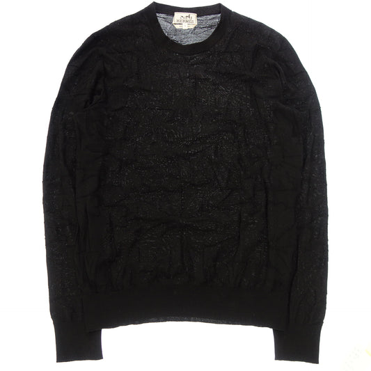 Used ◆Hermes knit sweater floral pattern size S men's black HERMES [AFB27] 