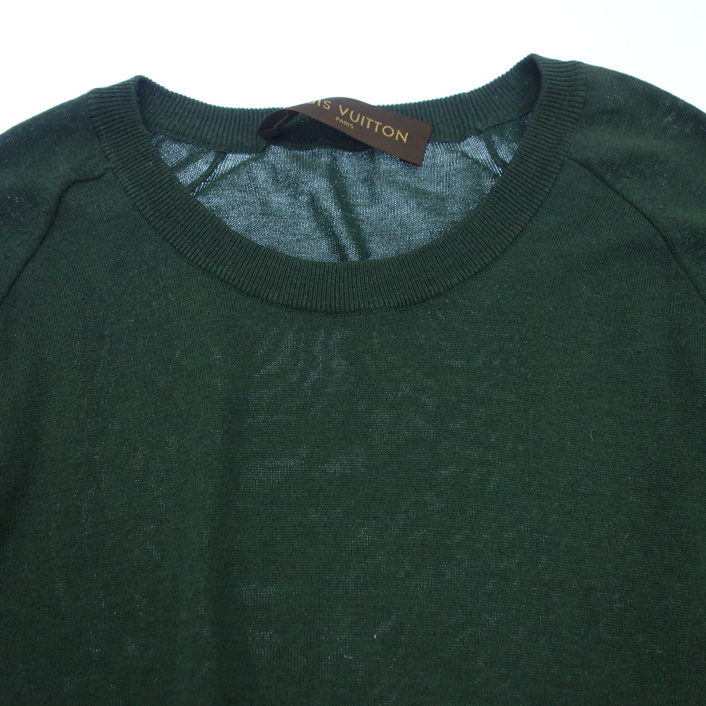 Used ◆Louis Vuitton Knit Sweater LV Embroidery Men's Green Size L LOUIS VUITTON [AFB45] 